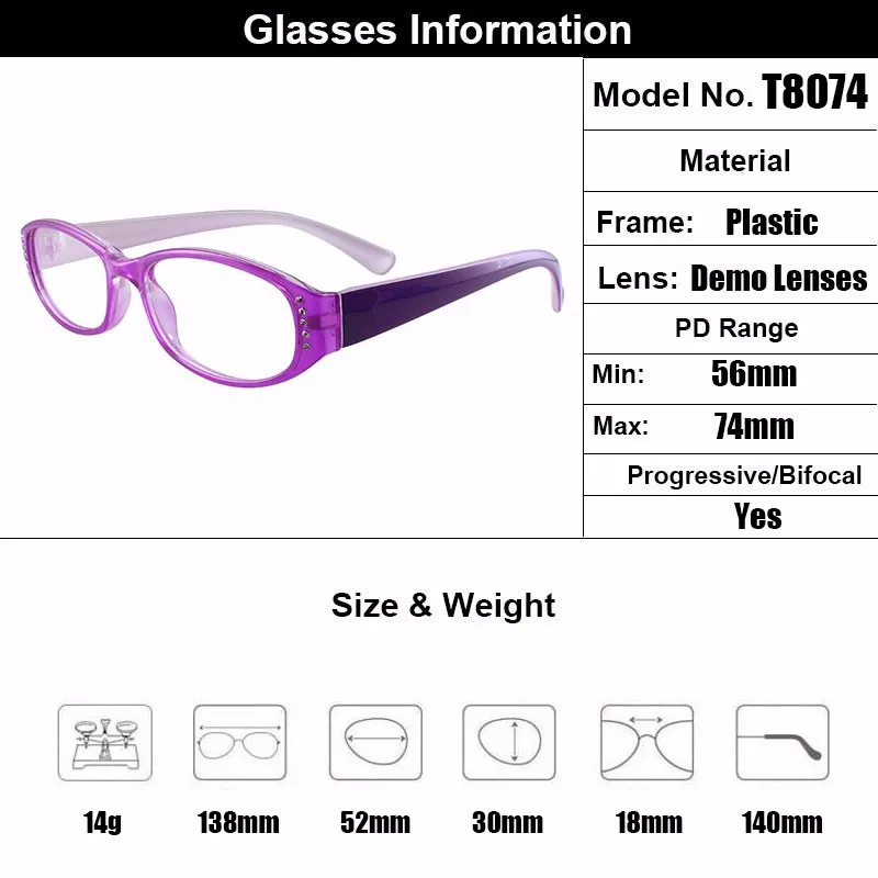Gmei, оптические очки Voguish фиолетового цвета, полная оправа, пластиковые оптические очки, оправа для женщин, очки по рецепту T8074