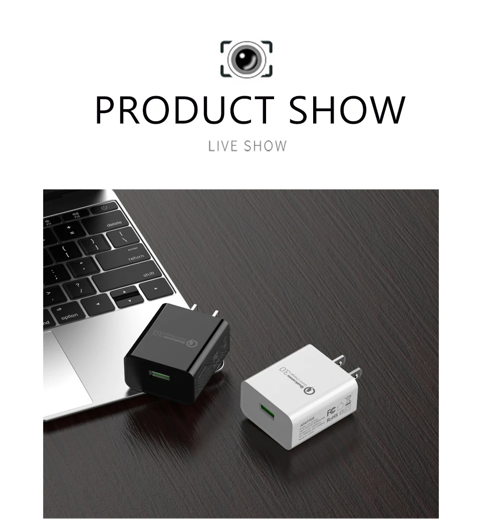 1PC Quick Charge QC3.0 Travel US Plug 18W Fast Charging UL Certification USB Wall Mobile Phone One 5V3A USB Power Adapter (12)