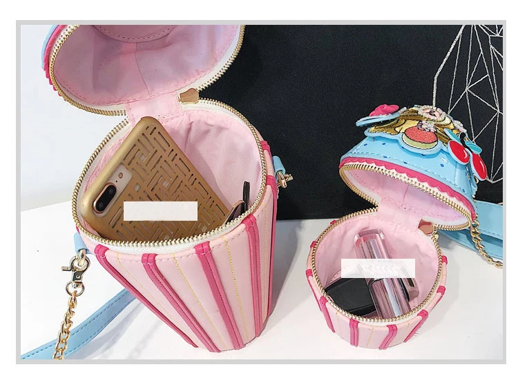 Модная забавная полосатая дизайнерская сумка на плечо с мороженым, Женская милая вышитая сумка с аппликацией, женская сумка через плечо, сумка-мессенджер с клапаном