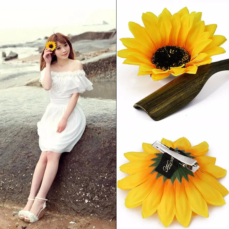 

New Arrival Sweet Sunflower Hair Clip Women Girls Seaside Barrettes Headwear Hairpins for Holiday Hair Claw Accessories Dropship