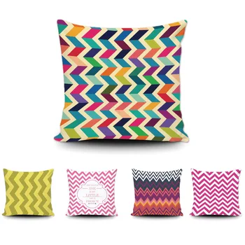 

Fashion Cushion Cover Customize Wave Stripe Geometric Decorative Cotton Throw Pillow Case Creative Zigzag Decor Sofa Car Cover