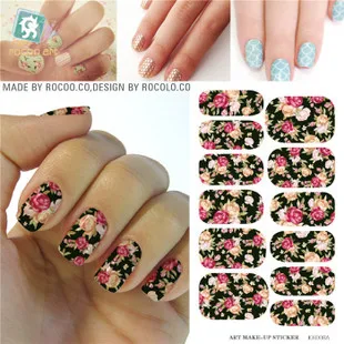 K5708B Water Transfer Nails Art Sticker Pink Red Rose Flowers Design Nail Sticker Manicure Decor Tools Cover Nail Wraps Decals