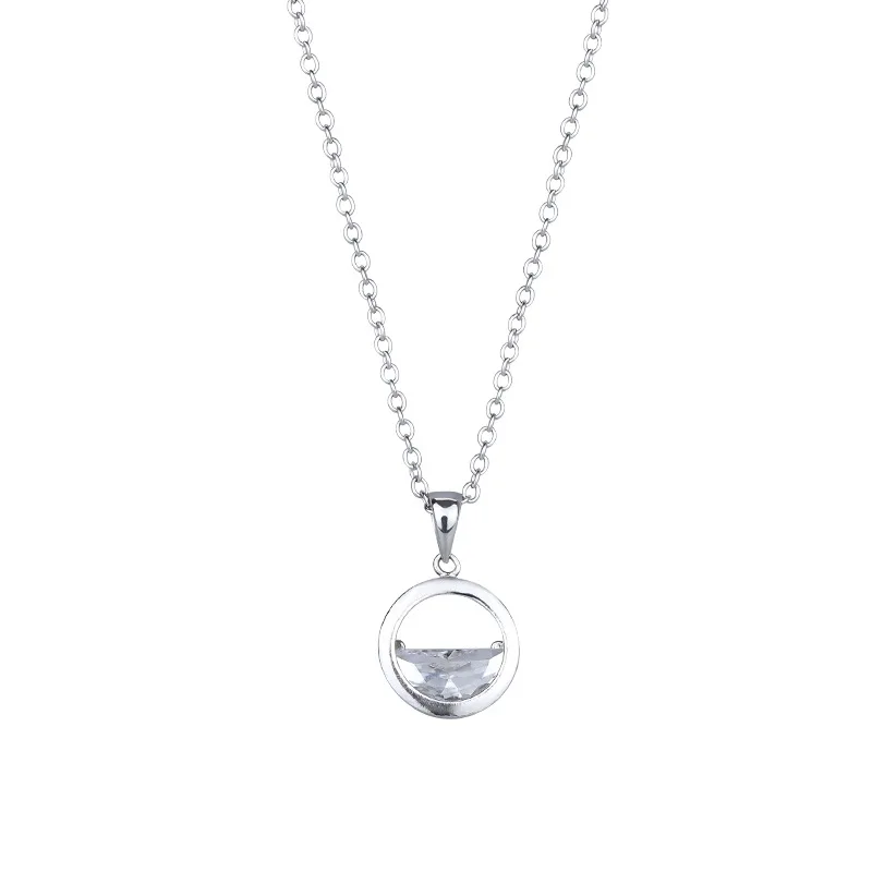 Модное 925 пробы серебряное круглое циркониевое ожерелье для женщин Свадебное длинное колье ожерелье