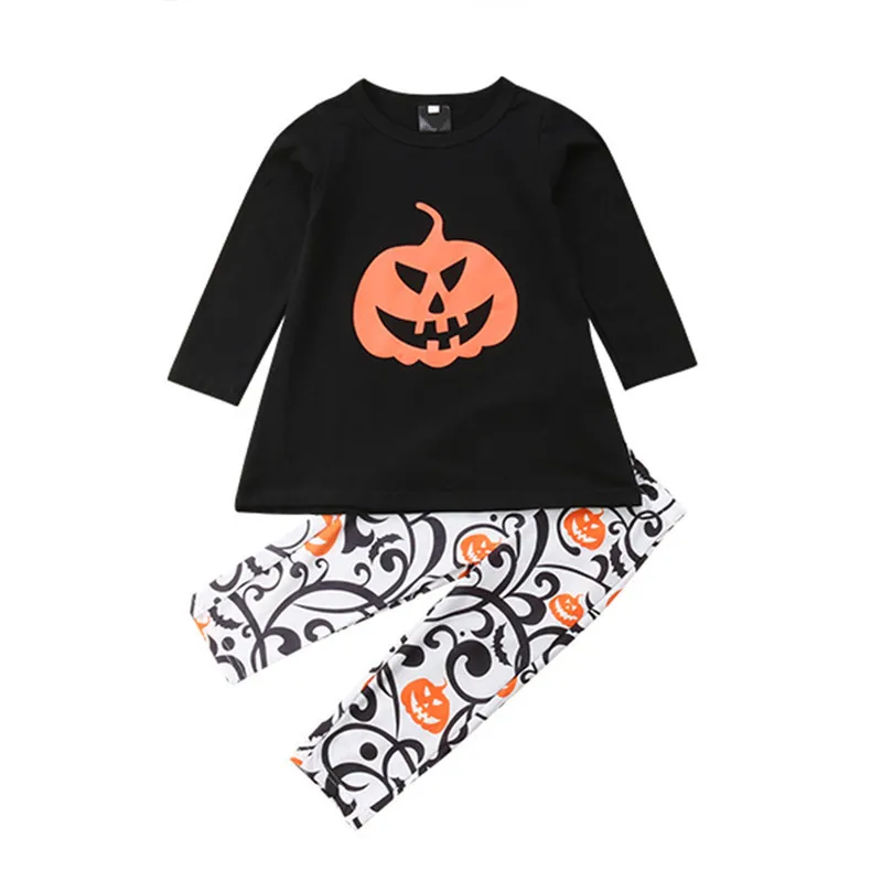 Pants Outfit Children Nightwear Clothes 2PCS Baby Halloween Pajamas Sleepwear Set Long Sleeve T-Shirt Tops