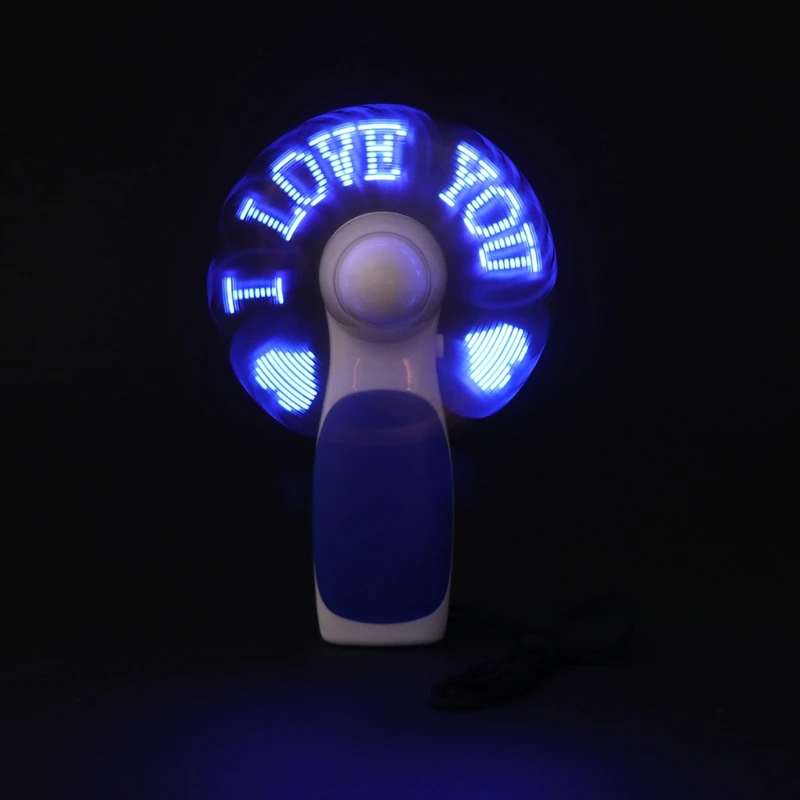 

LED Mini Fan Computer Programming Text Light Handheld Battery Operated Gifts New