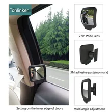 Tonlinker 2 PCS Adjustable Rear View Mirror 270 Degree Wide-angle Lens Magnetic adjustable rear view mirror car side mirror