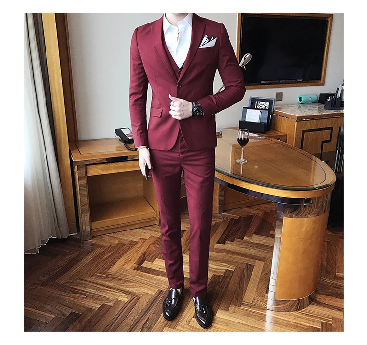 slim fit male 3 piece suits wedding dress Men's Business Casual jacket Wedding Prom Dinner Gown Wear Suits Groomsman tuxedos