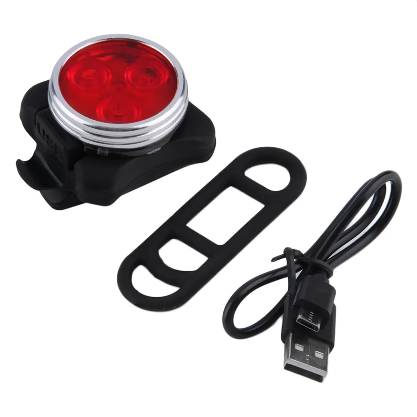 Bike Bicycle Cycling Head Front Rear Tail 3 LED light USB Rechargeable 4 Modes