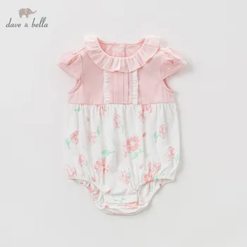 

DBH10807 dave bella summer new born baby girl print short sleeve romper infant toddler jumpsuit children boutique romper 1 piece
