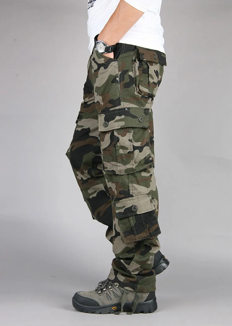 Осень-зима, военные камуфляжные брюки, мужские свободные хлопковые армейские брюки, повседневные Хип-хоп брюки-карго, камуфляжные брюки, мужские брюки, Camuflaje