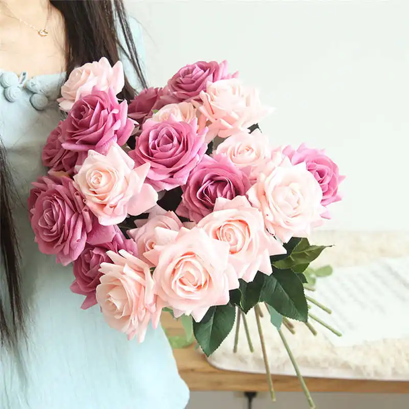 

Artificial Fake Western Rose Flower Peony Bridal Bouquet Wedding Party Home Decor bouquet for decoration silk Brand New19APR22