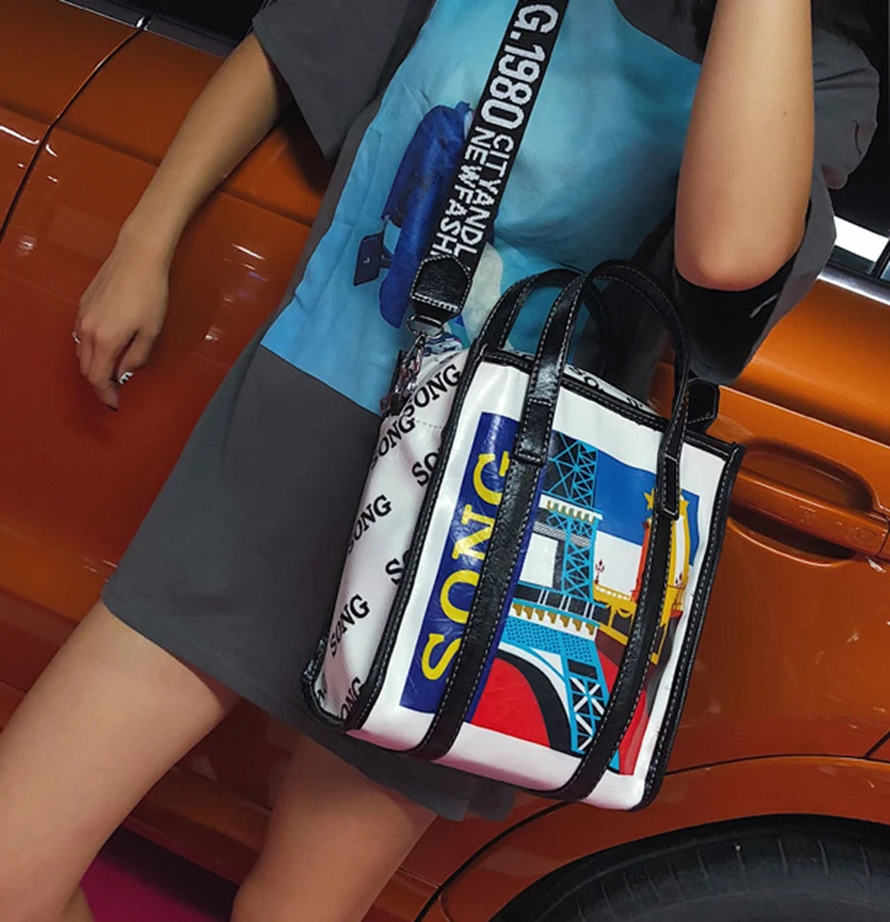 Women Designer Leather Handbag Female Cartoon Painting Messenger Shoulder Bags Lady INS Fashion Crossbody Bag Party Purse SS7360 (15)