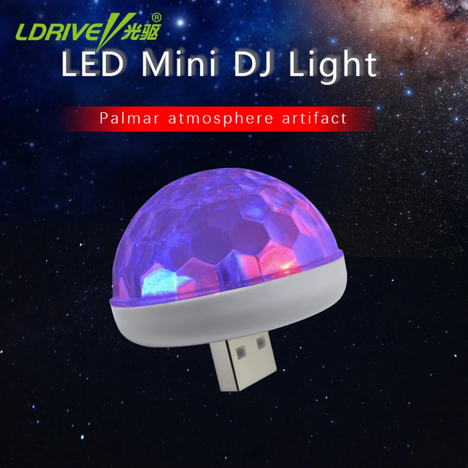 LDRIVE Автомобильный USB мини атмосферная лампа портативный диско свет домашний