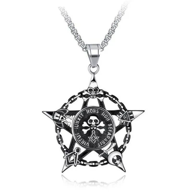 

Car Ornament Pendant Alloy Personality Five-pointed Star Skull Auto Interior Rear View Mirror Decoration Accessories Car Hanging