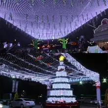 6*4 м 672 светодио дный огни строки Чистая ажурные свет открытый Водонепроницаемый звезды Свадебные ЕС Pulg Рождественский праздник сад лампы