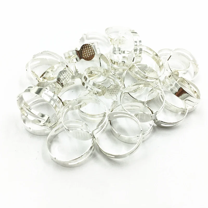 

50Pcs Silver Plated Alloy Round 8mm Base Adjust Ring Fashion Jewelry DIY Findings 18x17mm