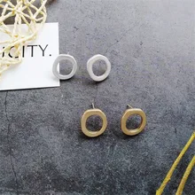 Короткие дизайнерские ювелирные изделия, круг из цинкового сплава, серьги-гвоздики для женщин, ювелирные изделия, матовое золотое покрытие, нежные серьги, подарки для девочек