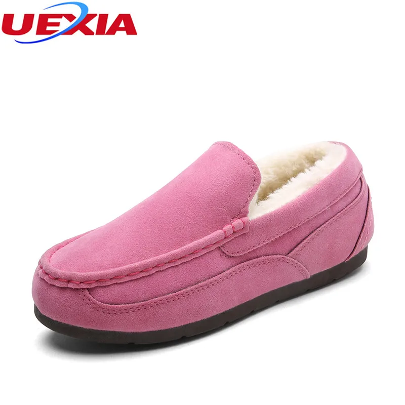 

UEXIA Winter Moccasins Ladies Warm Casual Shoes Thick Fur Rubber Soles Low Prices Fashion Flats Shoes Moccasins for Woman Loafer