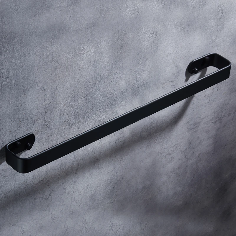 Towel Bar Black Aluminum Wall Mounted Creative Bathroom Towel Rack Hanging Holder Square Towel Holder Shelf Bathroom Accessories