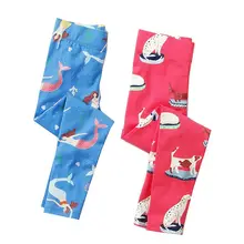 Леггинсы для девочек из 2 предметов хлопковые детские леггинсы с принтом русалки, лошади, фламинго одежда для малышей детские штаны для девочек