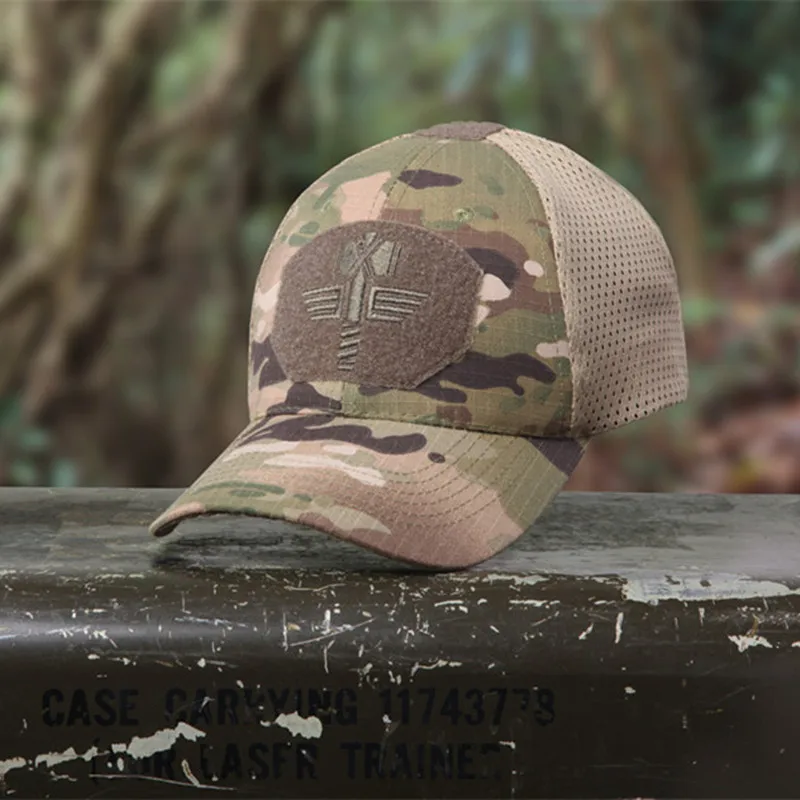 

High Quality Multicam Mesh Breathable Baseball Cap Camo Bionic Combat Snapback Hats Tactical Hip Hop Adjustable for men women