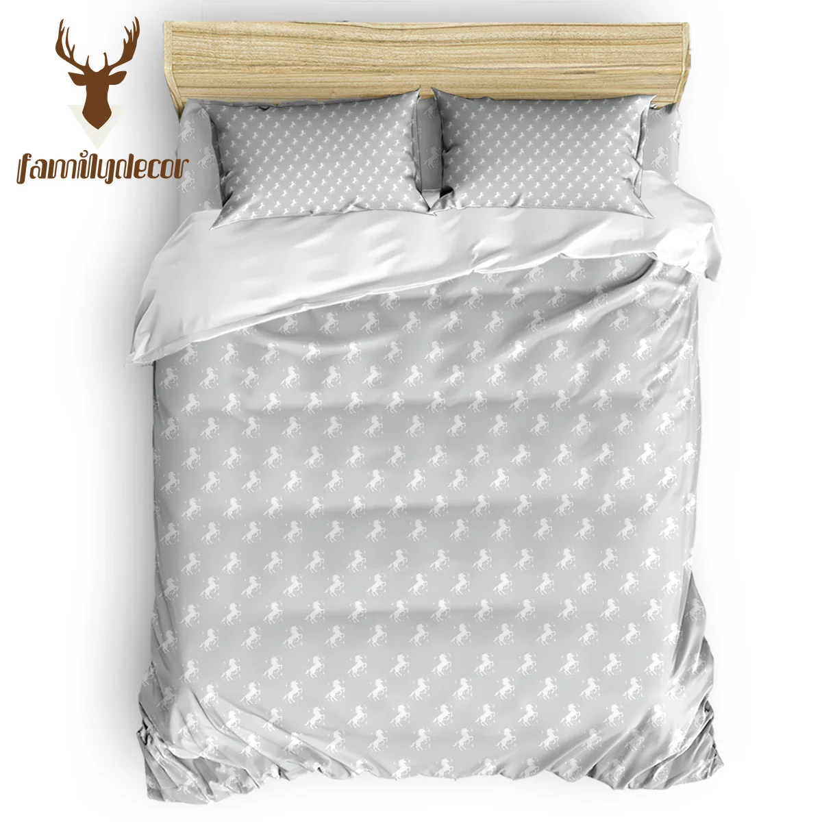 

Familydecor Grey Unicorn Silhouette Bedding Sets Duvet Set Covers Eve Of All Saint'S Day Quilt Cover Bedding Quilted Duvet Set