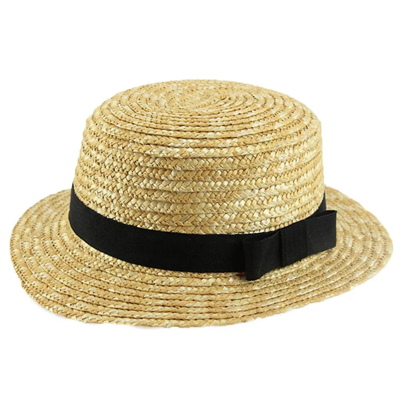 

Woman Athlete Sun Hat 2019 Summer New Fashion Wheat Panama Sun Hat Beach Hat Ribbon Bow Knot Naval Style Straw Hat Woman Cap