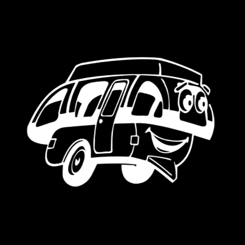 

17.2CM*12CM 3D Cartoon Fun Happy Camper Vinyl Car Window Sticker Decal Black/White Graphical Stickers