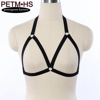 

Harness belt Black Soft sexy Sling adjustable Elastic Strappy Soft Tops Bustier Bondage Gothic Exotic Burlesque dance wear bra