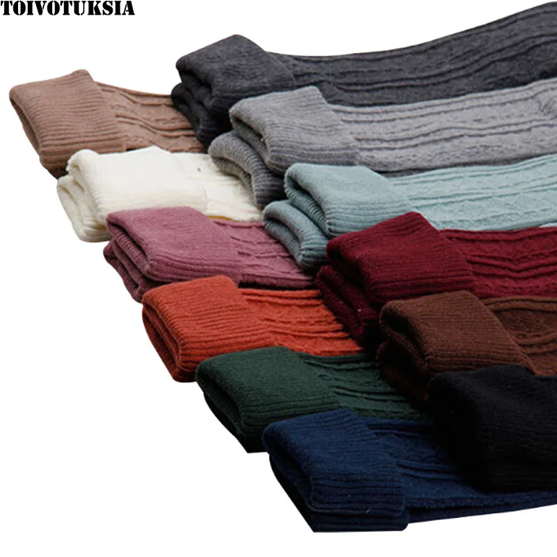 TOIVOTUKSIA-medias largas de algodón para mujer, medias por encima de la rodilla, cálidas y sexys, hasta el muslo, de punto, de invierno