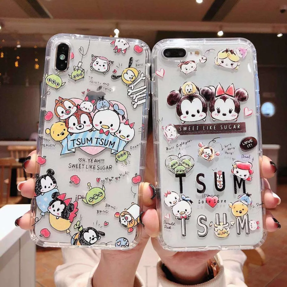 Cute Painted Disneys Mickey Minnie Squirrel Mobilization Transparent TPU Cover for Iphone MAX XS XR 6 7 8 Plus X Phone Cases |