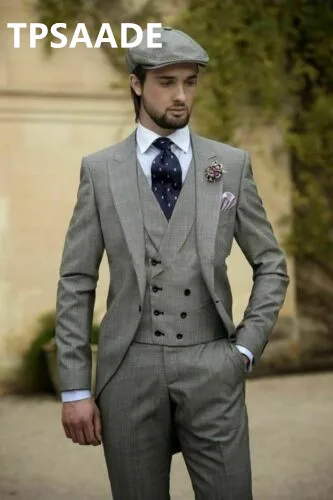 Light Grey Tpsaade 2 шт мужской костюм Свадебный Мужской и жених новейший дизайн мужская пляжная Свадьба Slim Fit платье-пиджак(куртка+ брюки - Цвет: Light Grey