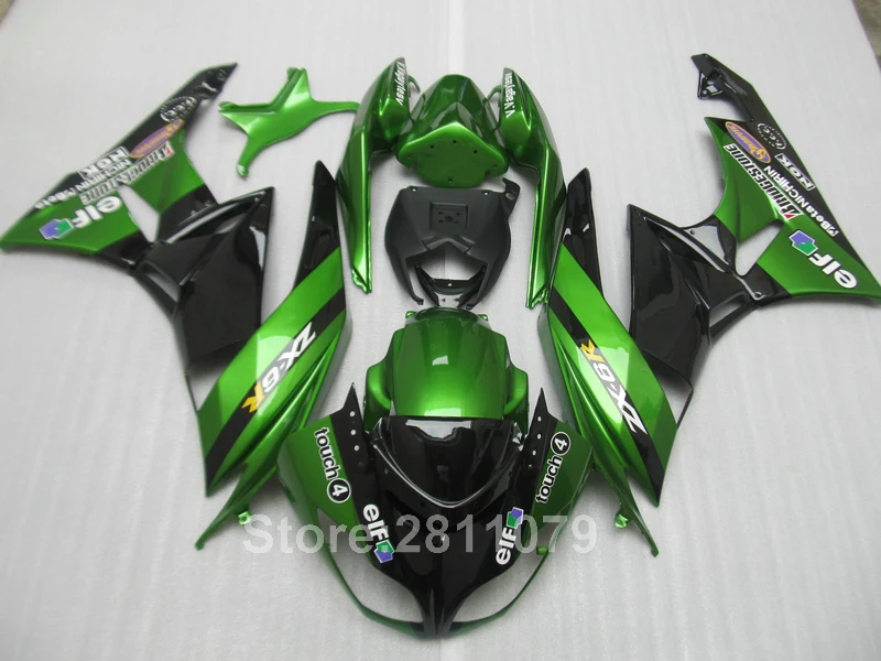 

Motorcycle fairing kit for Kawasaki Ninja ZX6R 09 10 11 12 green black fairings set ZX6R 2009 2010 2011 2012 JH11