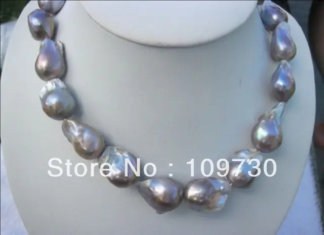 

Jewelry 00120931 Genuine HUGE color AAA south sea BAROQUE Pearl Necklace 18-25mm/18