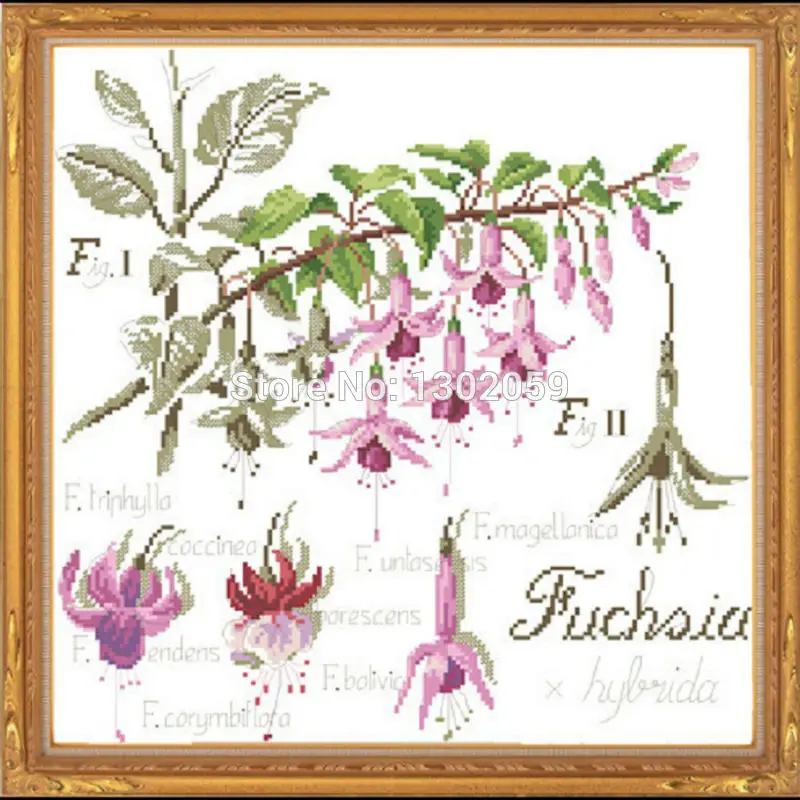 

Available Shadow Series Fuchsia Flower Needlework Embroidery Package Cross Stitch Kit Factory Sale 18CT/16CT/14CT/11CT/9CT