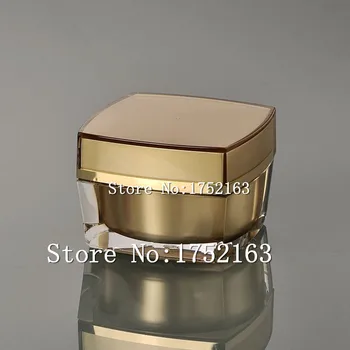 

30G gold acrylic square shape cream bottle,cosmetic container,Cosmetic Jar acrylic bottle for MASK/ Eye Cream Cosmetic Packaging