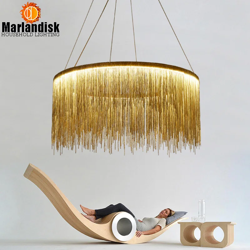  Modern Post Modern Round Led Pendant Light Aluminum Chain Lamp Nordic Bedroom Living Room Restauran - 32846356513