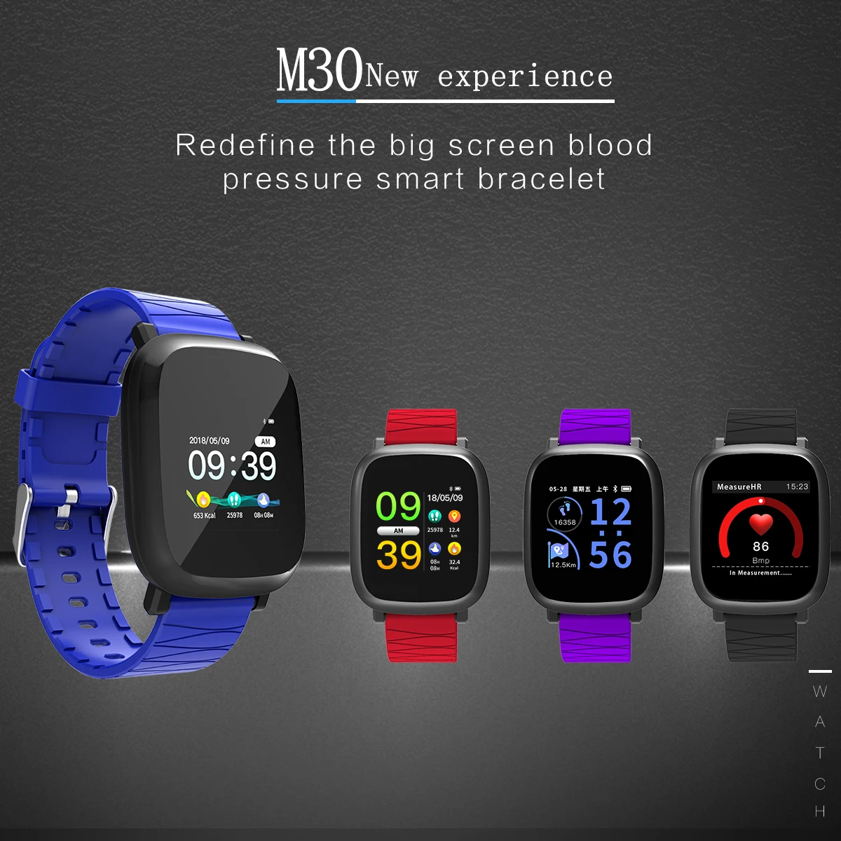 

M30 1.3Inch Smart Watch Real-time Heart Rate Monitor Pedometer USB Chargable Sports Braclet
