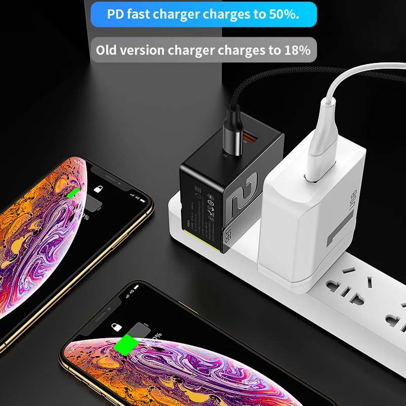 Универсальное зарядное устройство Rock 18 вт USB тип c быстрая зарядка QC3.0 PD адаптер