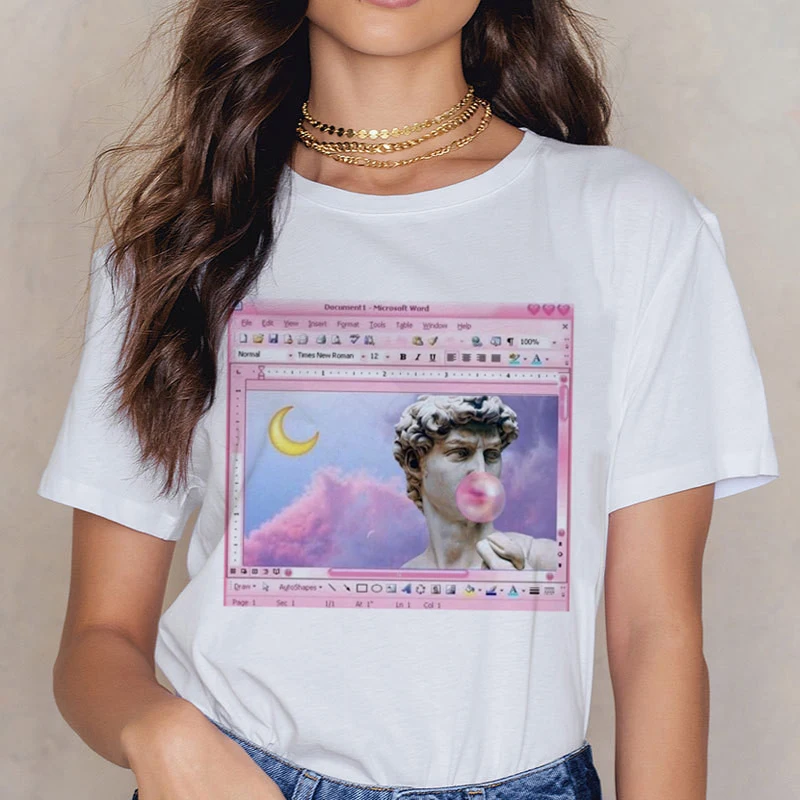 Новая футболка Michelangelo 90 s Harajuku женская футболка с персональным принтом Эстетическая модная футболка с изображением Ullzang Женская футболка