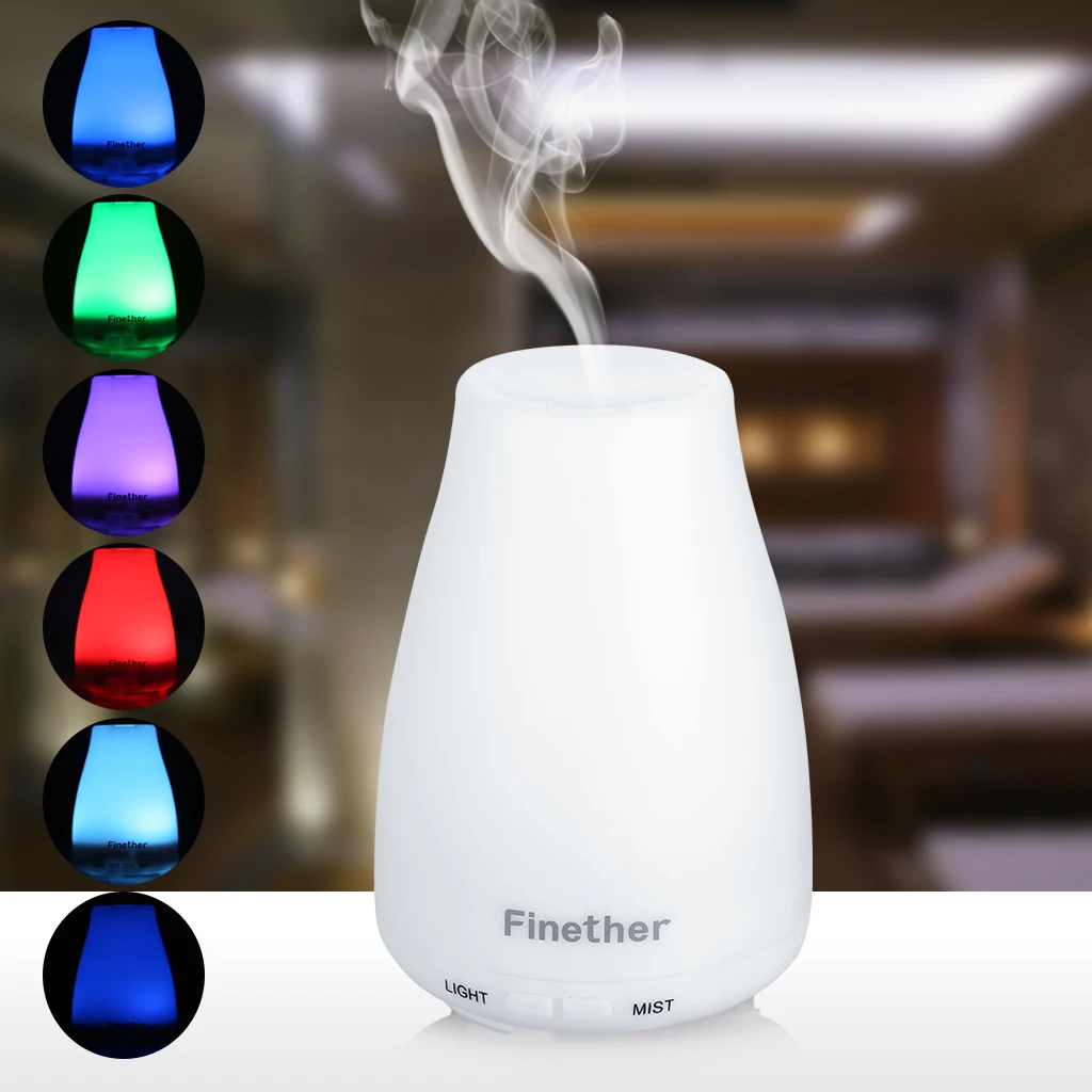 

Finether Aroma Diffuser Ultrasonic Humidifier Air Mist Aromatherapy Purifier Mute Mist Sprayer Function With LED Night Lamp