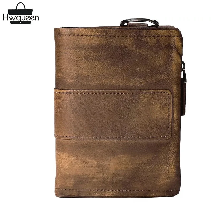 

Vintage Hand Painting Designer Genuine Soft Cow Leather Men's Short Wallet Male Card Purse Zipper Coin Pocket Man Casual Wallet