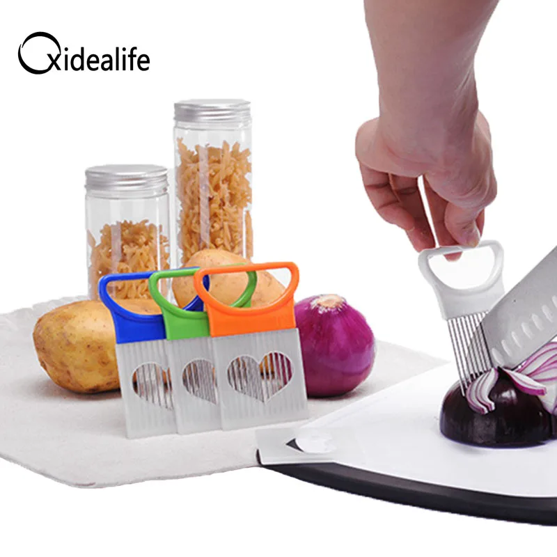Kitchen Gadgets Handy Stainless Steel Onion Cutting Tomato Onion Slicer