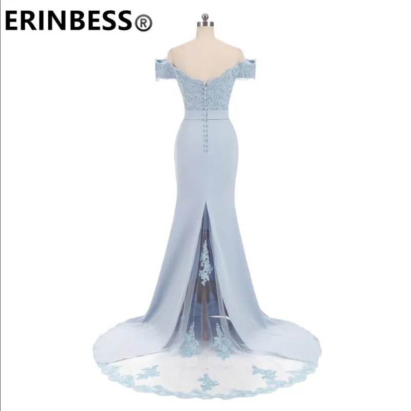 ERINBESS Robe De Soiree Mermaid Navy Blue Long Prom Dresses Party Elegant Vestido De Festa Long Evening Gown 2019