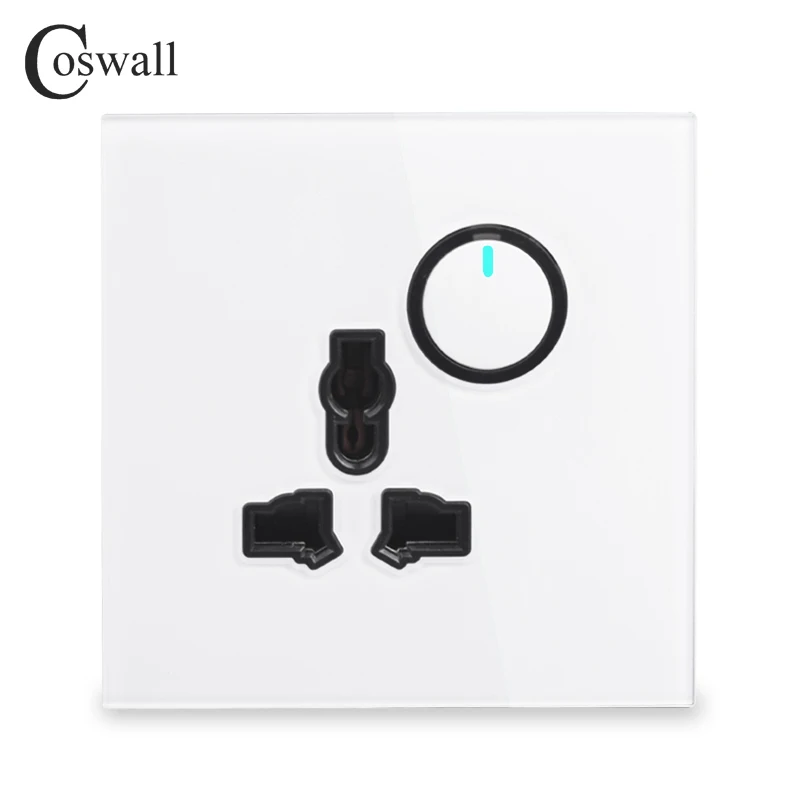 Настенная универсальная розетка Coswall с прозрачной стеклянной панелью +
