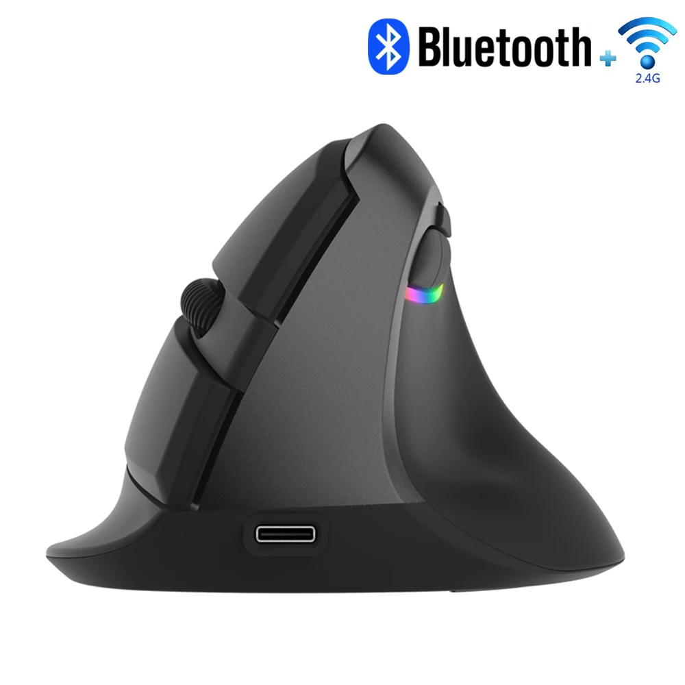 Delux M618 мини мышь Беспроводная 2,4 ГГц+ Bluetooth 4,0 перезаряжаемая RGB вертикальная мышь 2400 dpi эргономичные Мыши для ПК ноутбука