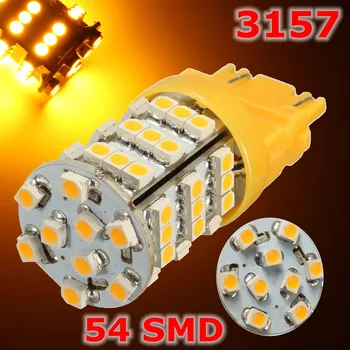 

1pcs/2pcs 3157 400LM 54 SMD LED Amber Turn Signal Light Blinker Corner Bulb Lamp Long Life High Quality Energy-Saving brand new