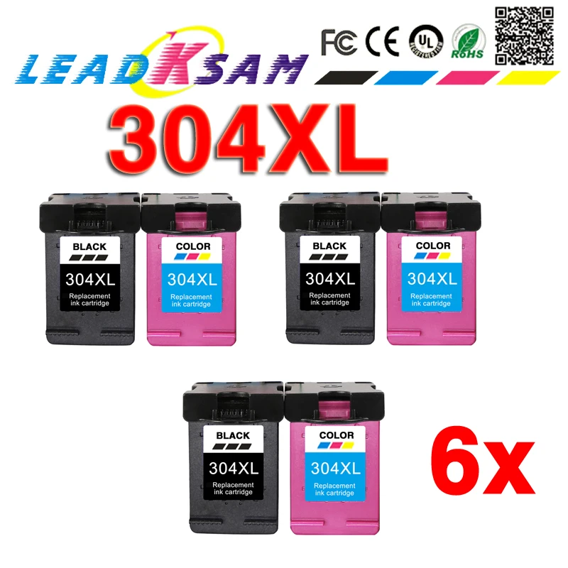 

6X Ink Cartridges 304XL compatible for hp304 304 xl with chip full ink for 304 deskjet envy 5032 5030 3700