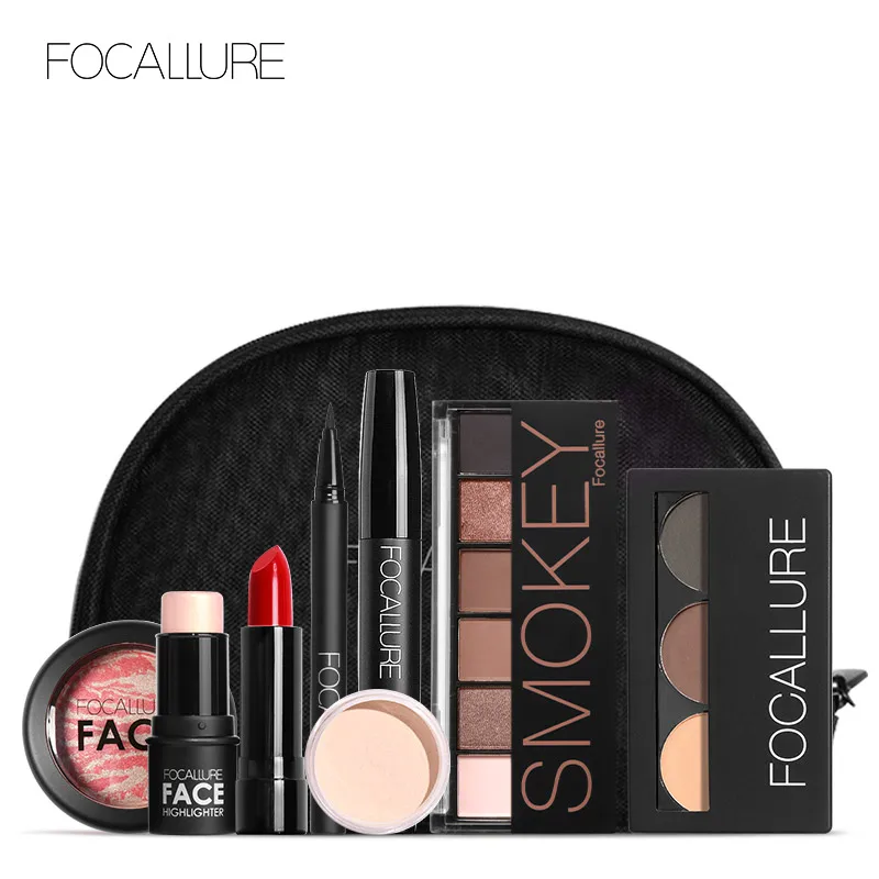 

FOCALLURE Makup Tool Kit 8 PCS Make up Cosmetics Including Eyeshadow Matte Lipstick With Makeup Bag Makeup Set for Gift
