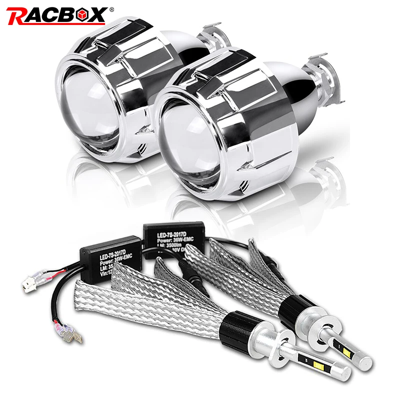 Kaufen H1 Led lampe 2,5 zoll Mini LED Projektor Len Hohe Abblendlicht Fit H4 H7 Steckdose H1 HID Für auto Motorrad Automobil Scheinwerfer